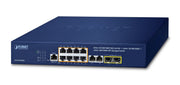 PLANET IPv4/IPv6, 8-Port Managed Géré L2/L4 Gigabit Ethernet (10/100/1000) Connexion Ethernet, supportant l'alimentation via ce port (PoE) 1U Bleu