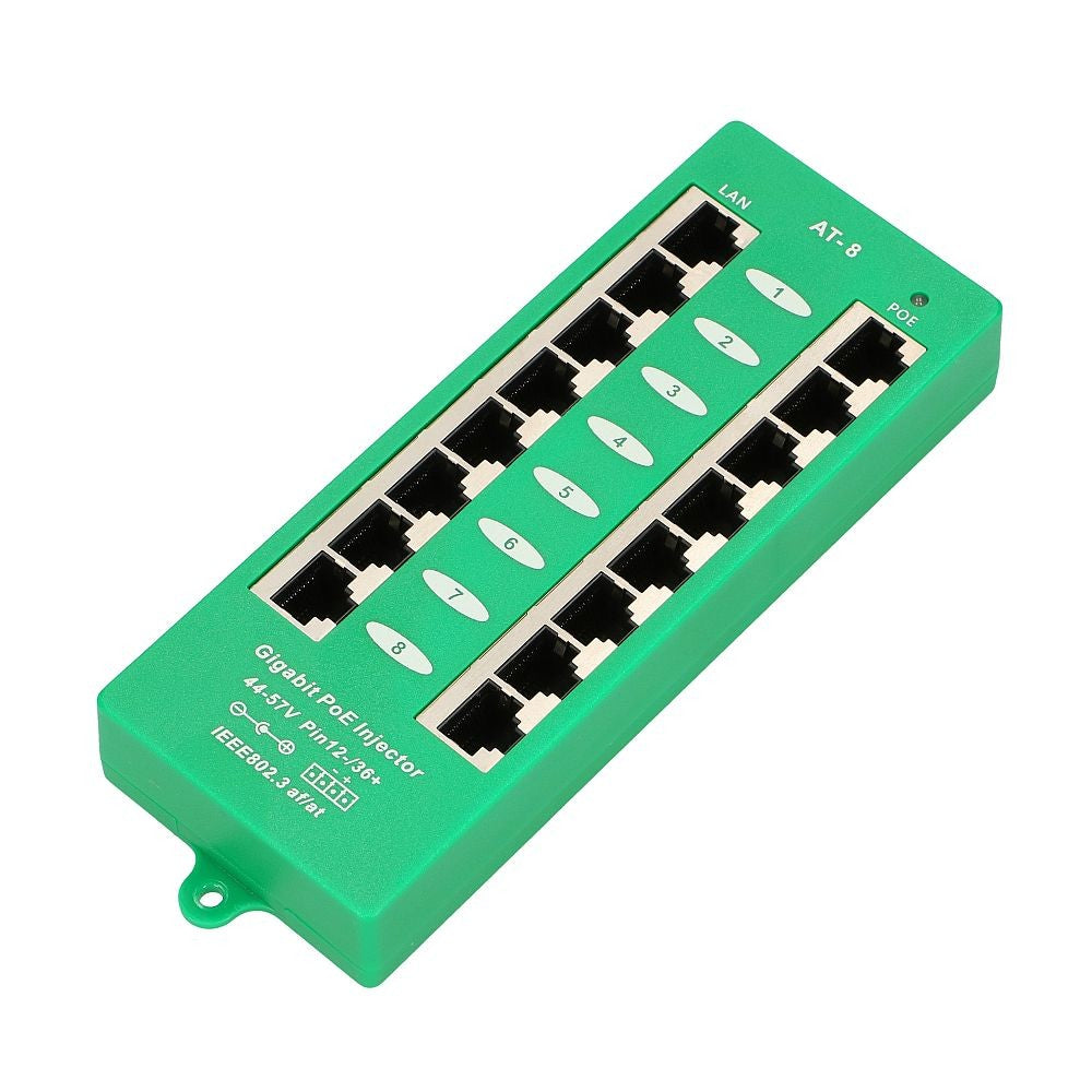Extralink 8 Ports | Injecteur PoE Gigabit | Actif, 8 ports Gigabit 802.3at/af, Mode A