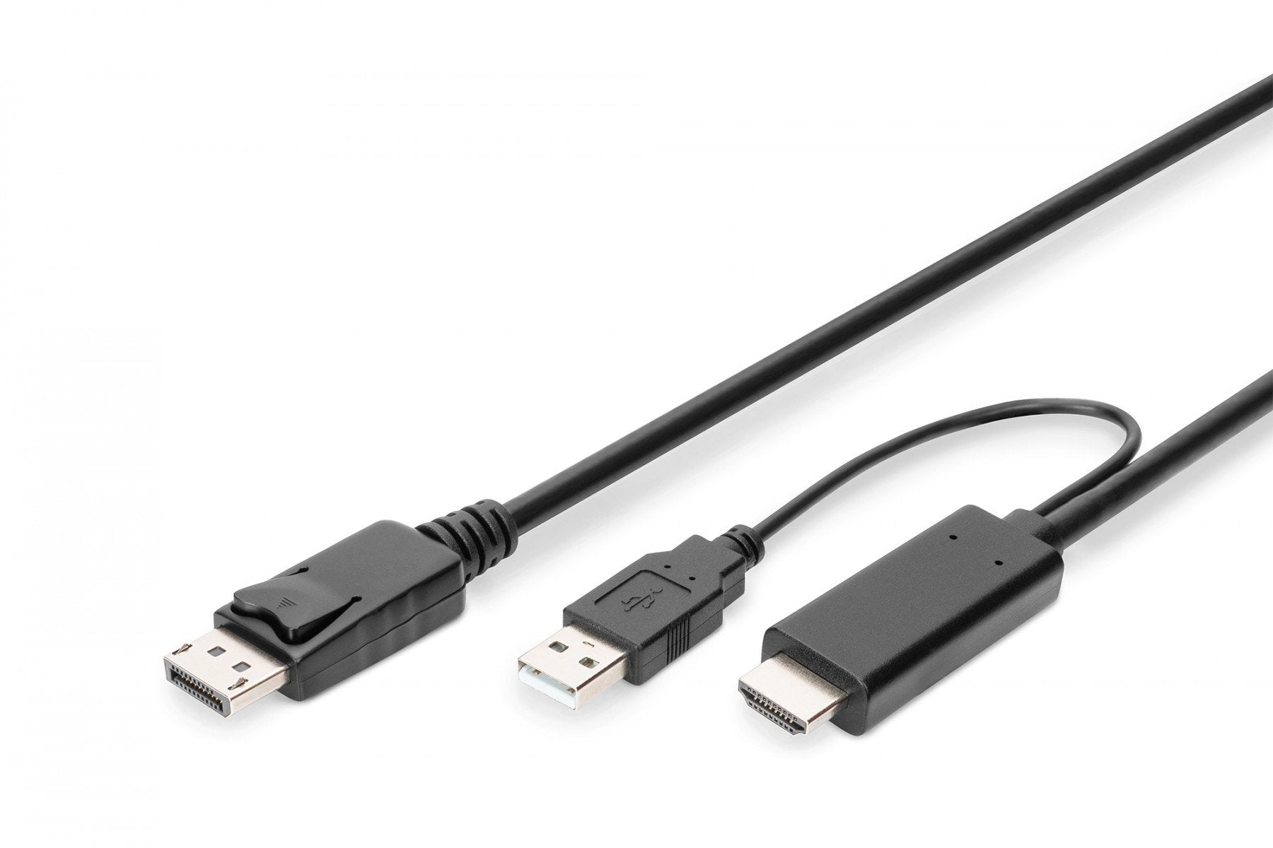 Digitus AK-330111-020-S câble vidéo et adaptateur 2 m HDMI Type A (Standard) DisplayPort + USB Type-A Noir