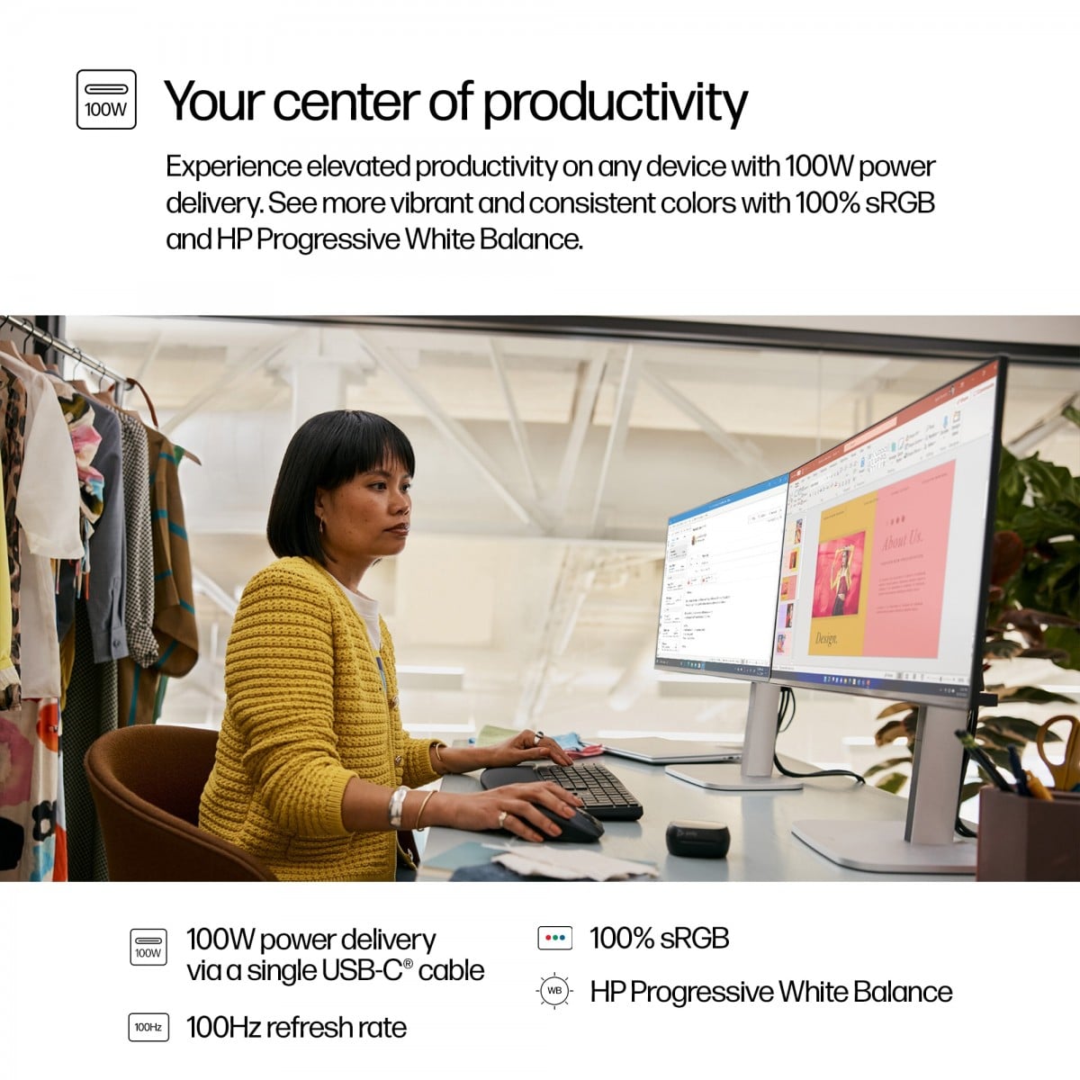HP Écran Series 5 Pro- 524pu FHD 23.8p 1920 x 1080 HDMI DP USB-C  3/3/0