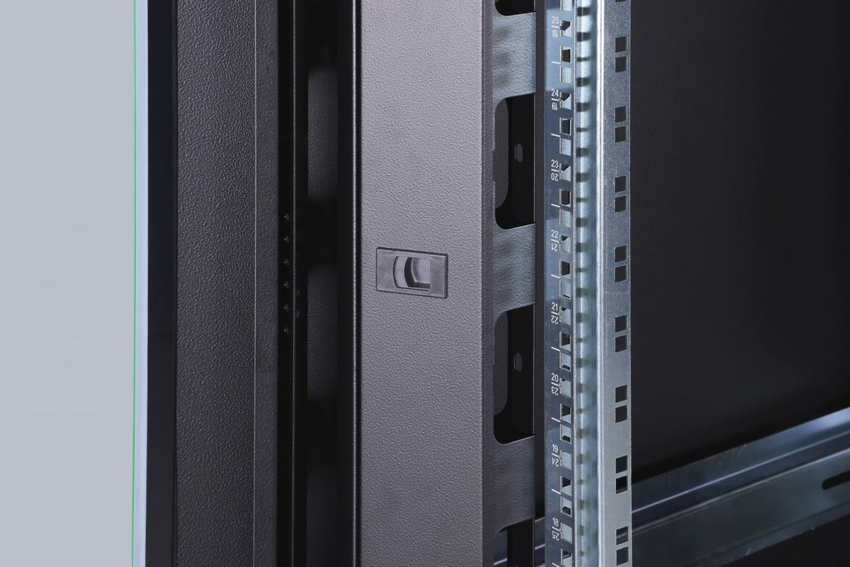 "Armoire réseau debout Unique 19"" 42U rack 800x800, porte avant en verre, noir, 800kg 2053x800x800 mm, couleur noire (RAL 9005)"
