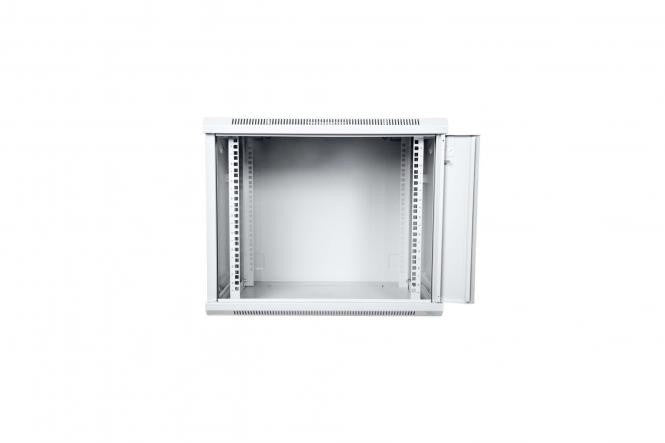 "Digitus DN-W19 09U/600 Armoire réseau murale 19"" 9U rack 600x600, porte en verre, gris, a section unique, assemblée, 60kg"