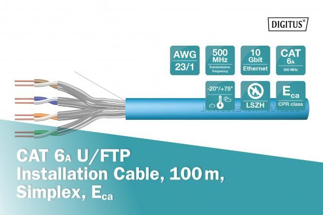 Digitus DK-1624-A-VH-1 câble de réseau Bleu 100 m Cat6a U/FTP (STP)