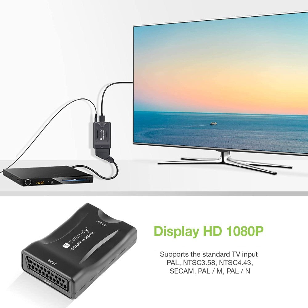 Techly IDATA SCART-HDMI3 Convertisseur AV Euro SCART vers HDMI 720p/1080p
