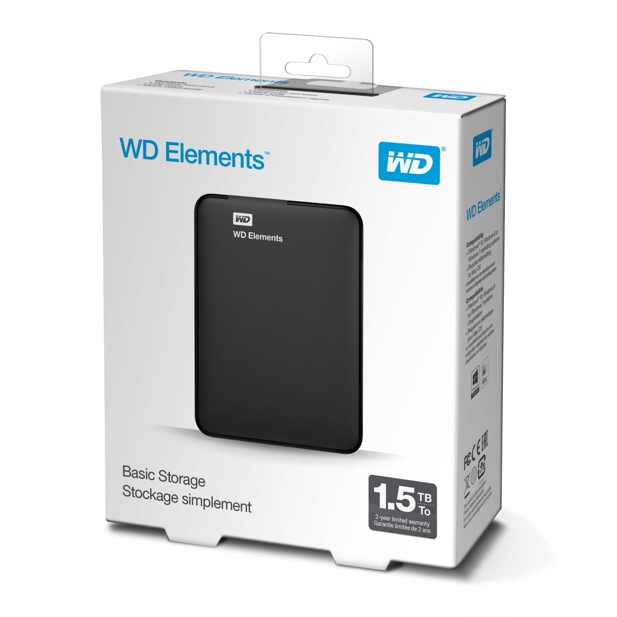 Western Digital WDBU6Y0015BBK-EESN Éléments Portable 1.5 To Noir USB 3.2 HDD