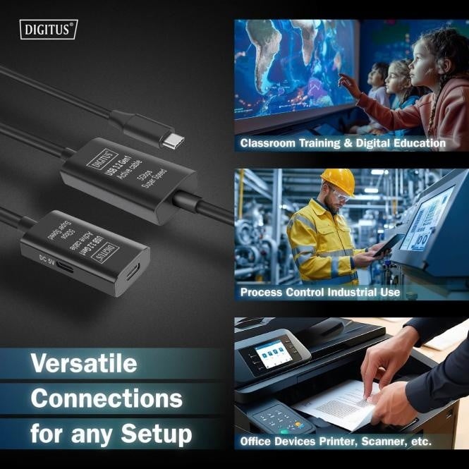 Câble d'extension actif, USB 3.2 Gen1, 5Gbps, USB-C - USB-C, 10m