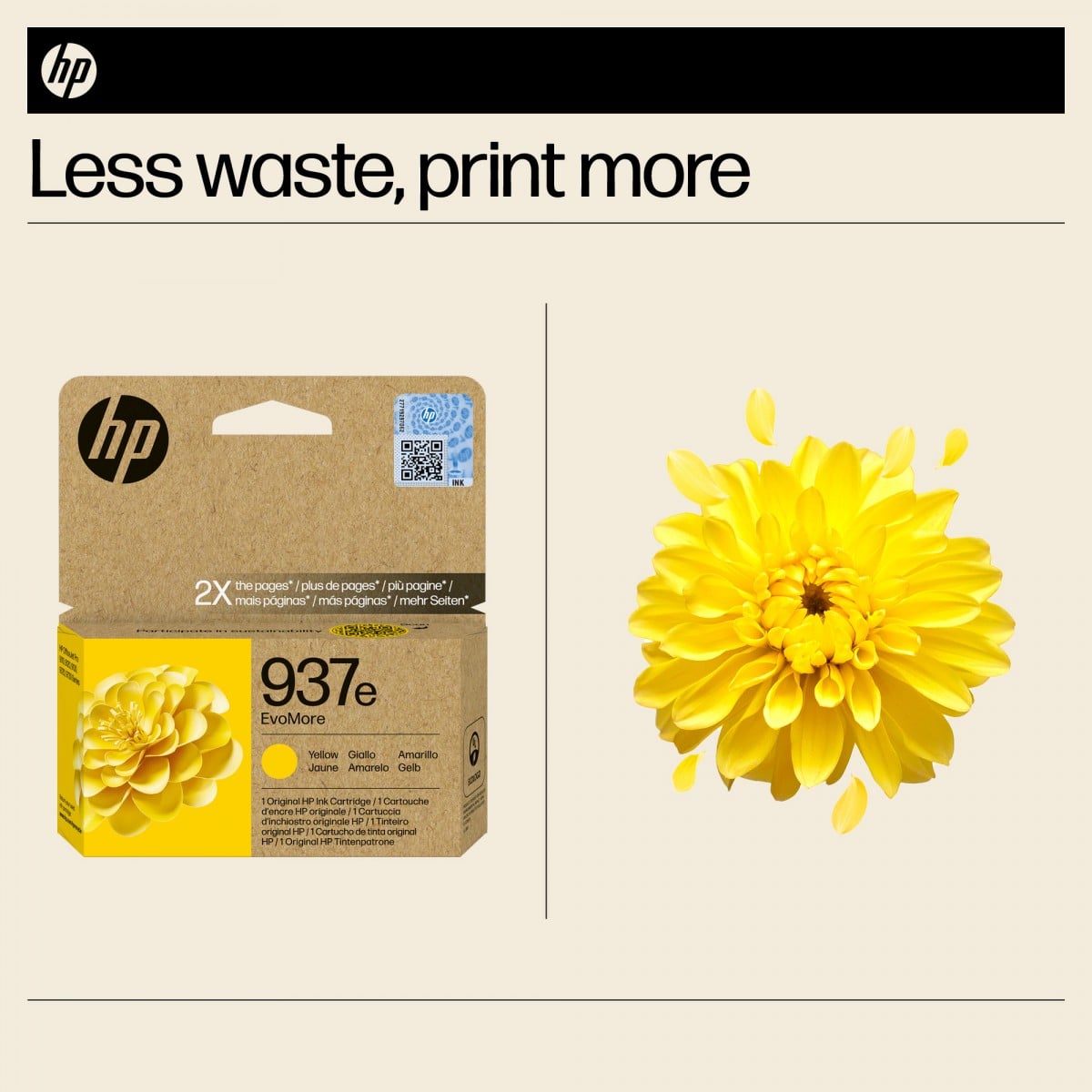 HP 937e EvoMore Yellow Original Ink Cartridge cartouche d'encre 1 piece(s) Rendement élevé (XL)