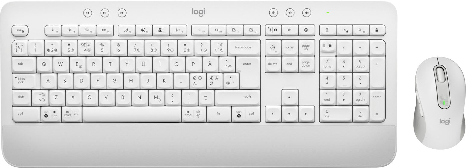 Logitech 920-011038 clavier Souris incluse Bureau Bluetooth QWERTY Nordique Blanc