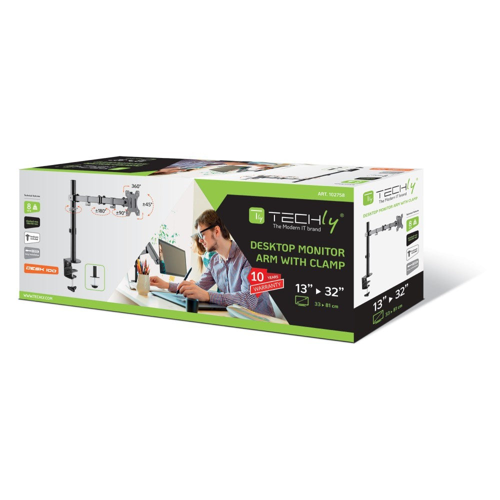 "Techly ICA-LCD 503BK Support de bureau rotatif pour moniteur LCD 13-32"", 8kg"