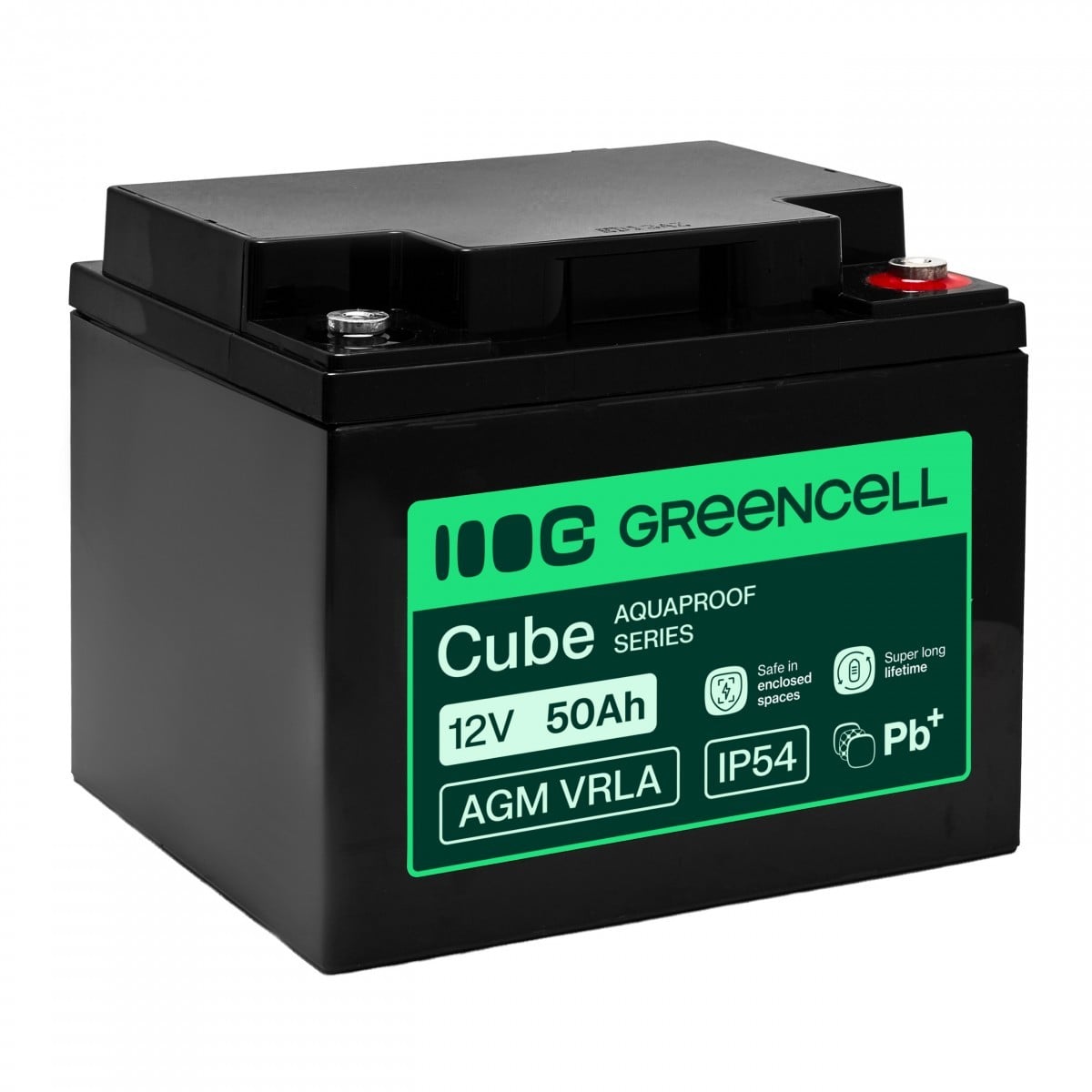 Batterie sans entretien Green Cell AGM VRLA 12V 50Ah pour alimentation UPS, dimensions (197x166x170mm)