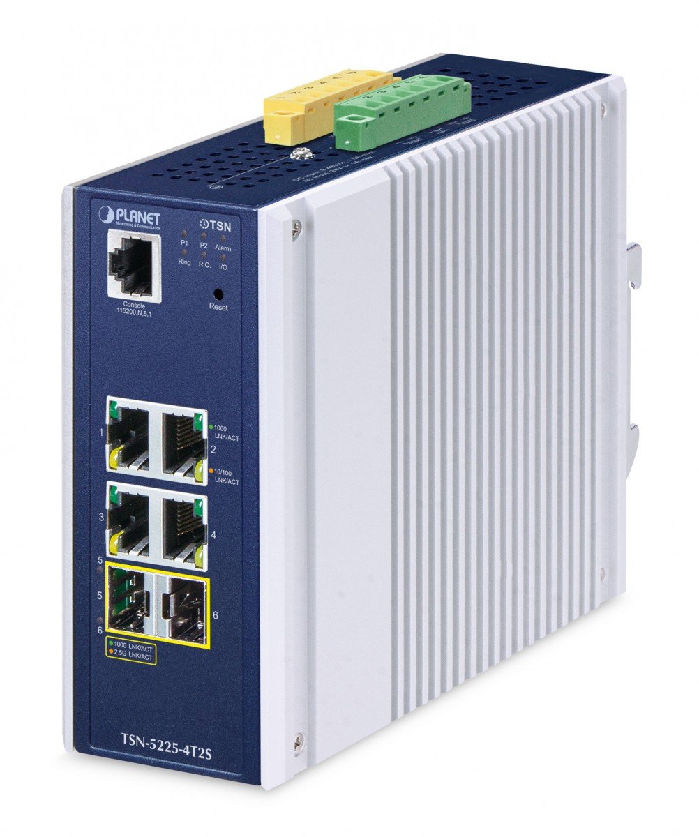 PLANET TSN-5225-4T2S commutateur réseau Géré L2+ Gigabit Ethernet (10/100/1000) Aluminium, Bleu