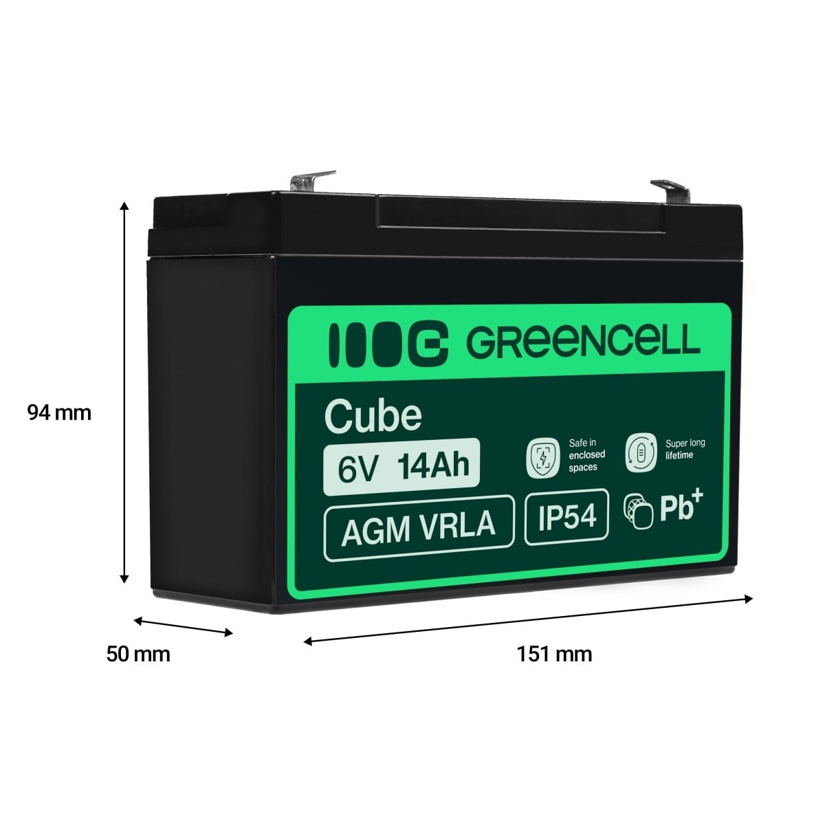 Green Cell 6V 14Ah AGM Battery - Battery - 14.000 mAh