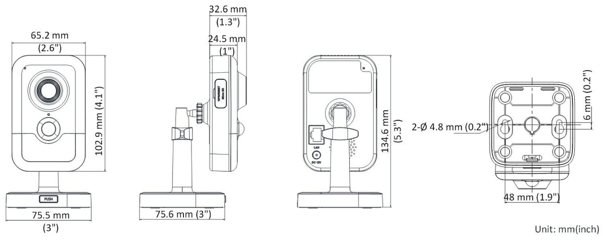 Hikvision DS-2CD2443G2-I(2mm) 4 MP AcuSense Built-in Mic Fixed Cube Network Camera