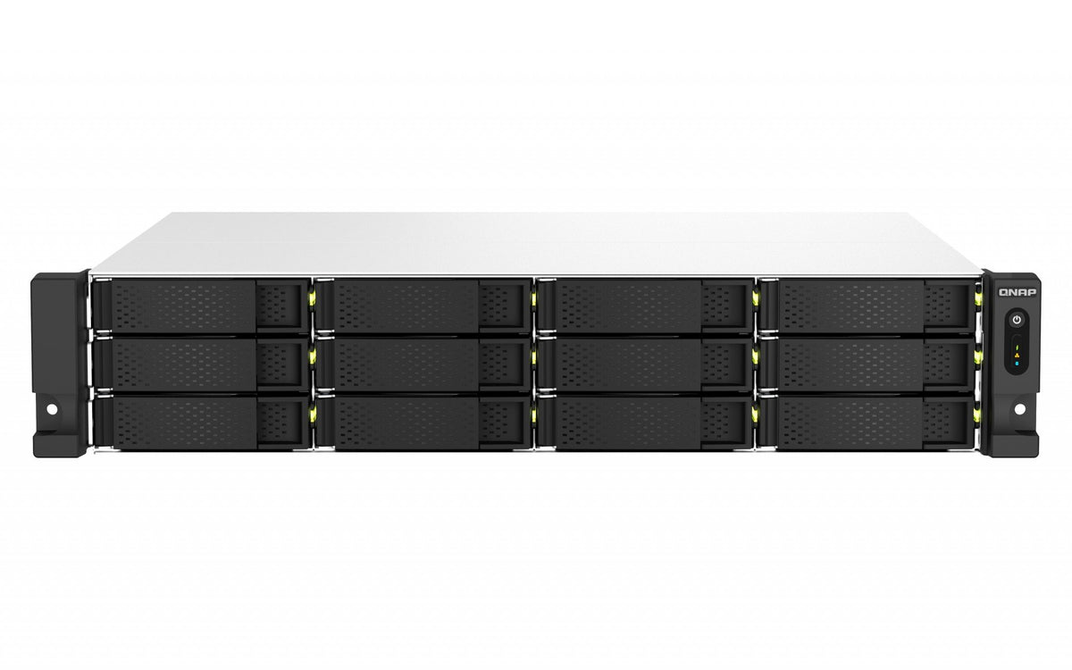 QNAP TS-1264U-RP-8G 2U 12-Bay rackmount NAS Intel Celeron N5095 quad-core 8Go onboard not expandable 12x3.5/2.5 SATA 2x300W r PS