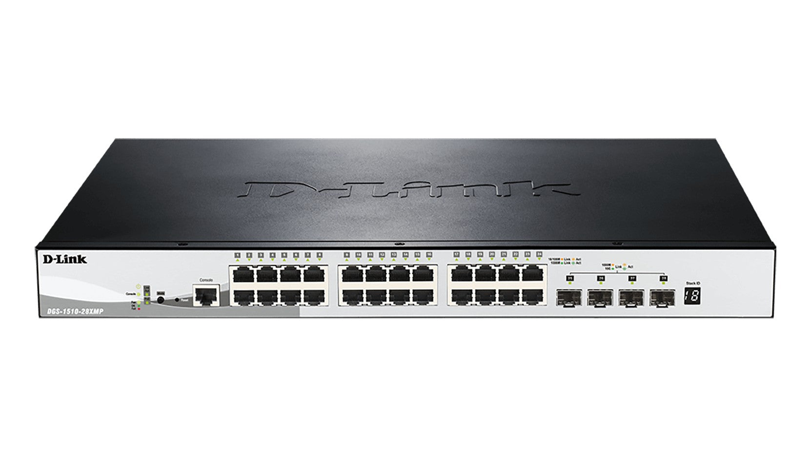 D-Link DGS-1510-28XMP commutateur réseau Géré L2/L3 Gigabit Ethernet (10/100/1000) Connexion Ethernet, supportant l'alimentation via ce port (PoE) Noir, Gris