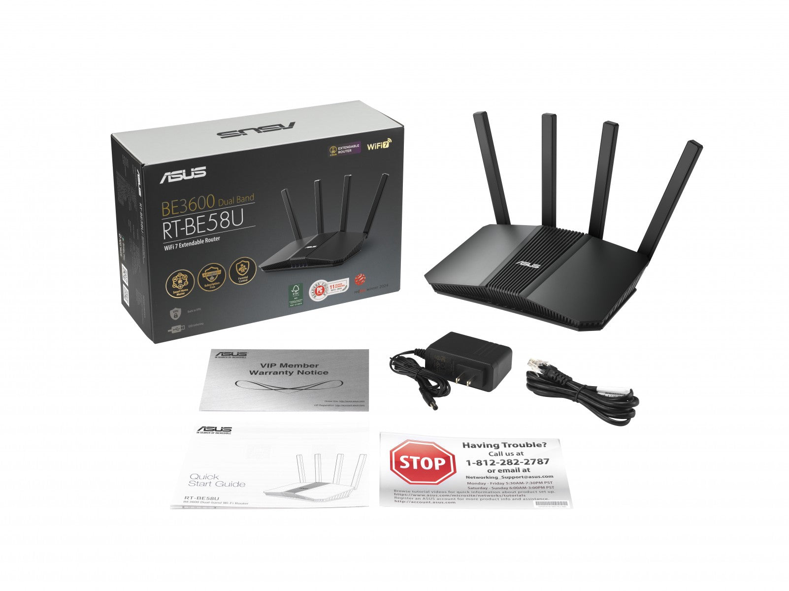 ASUS 90IG0910-MO3C00 Routeur de table Dual Band Wi-Fi 7 3600 Mbit/s Noir