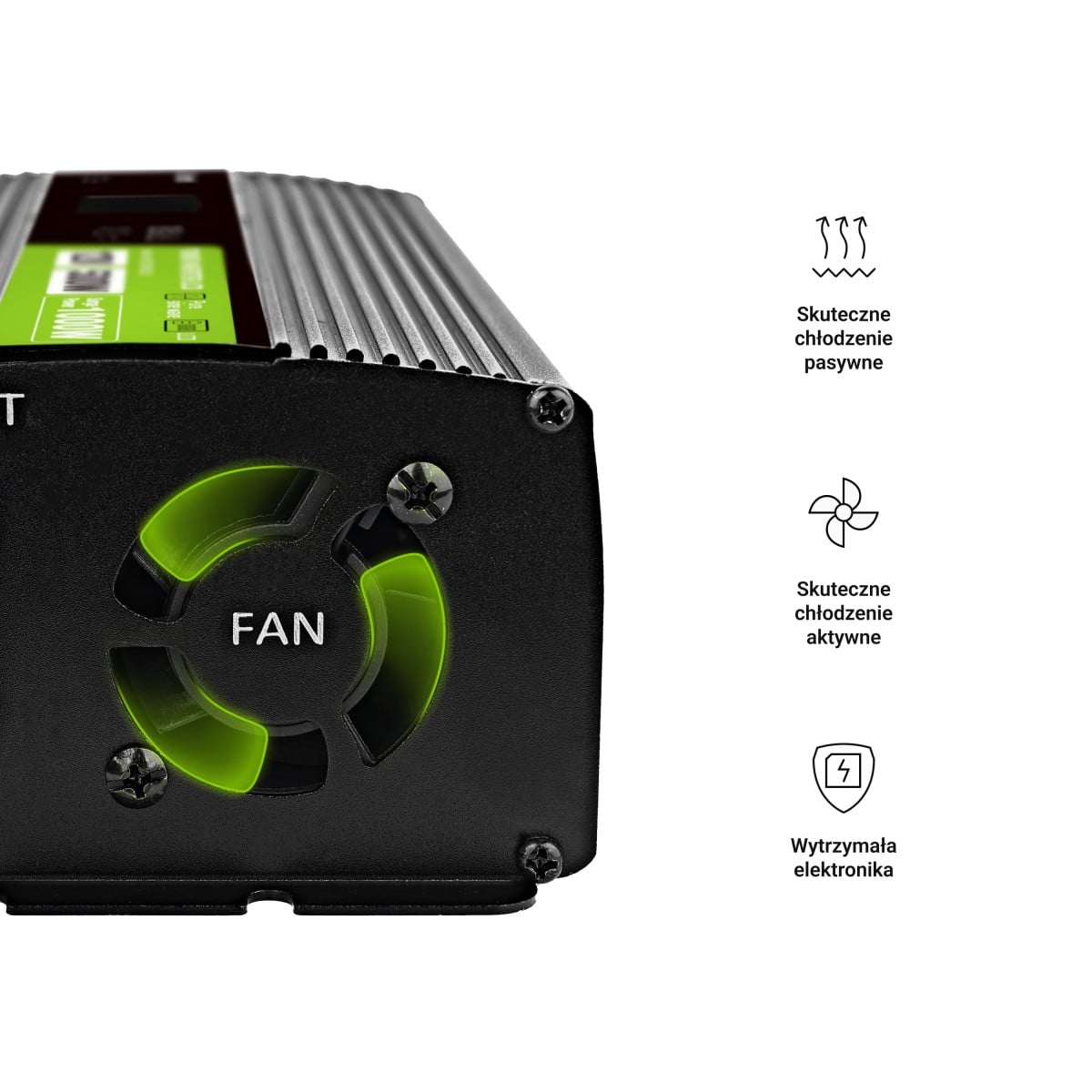 Green Cell Przetwornica napicia PowerInverter LCD 12 V 500W/1000W Przetwornica samochodowa z wywietlaczem - czysty sinus adaptateur de puissance & onduleur Auto
