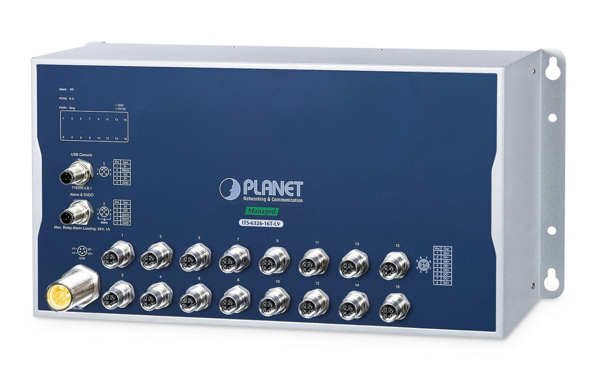 PLANET ITS-6326-16T-LV commutateur réseau Géré L3 Aluminium, Bleu