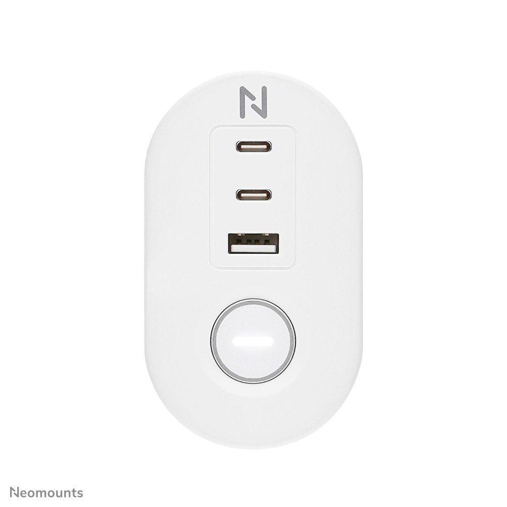 NEOMOUNTS VOLT Desk Clamp socket with Quick-charge USB Ports clamp 0-50mm 3x type-F 230V 1x USB-A 18W 2x USB-C 20W