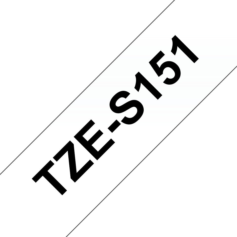 BROTHER P-TOUCH TZE-S151 noir sur clear 24mm extra gluey