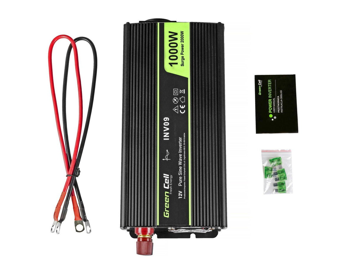 Green Cell INV09 adaptateur de puissance & onduleur Auto 1000 W Noir