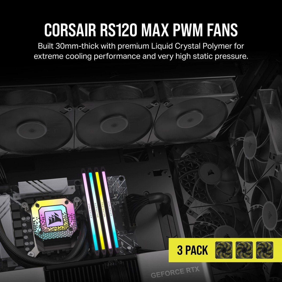 Corsair RS120 MAX Ventilateur de boîtier d'ordinateur 12 cm Noir 3 piece(s)