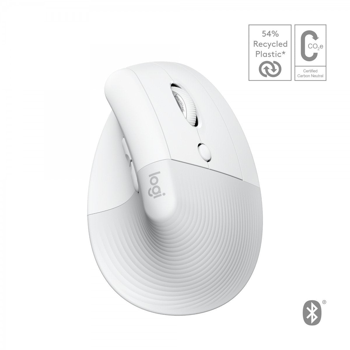 LOGITECH Lift for Mac Vertical mouse ergonomic optical 6 buttons wireless Bluetooth Bolt USB receiver off-white
