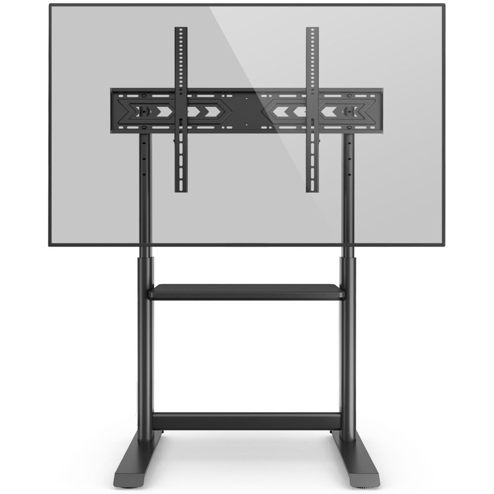 "Techly ICA-TR130BK Support de sol pour TV 60-86"" jusqu'a 68kg réglable avec étagere AV"