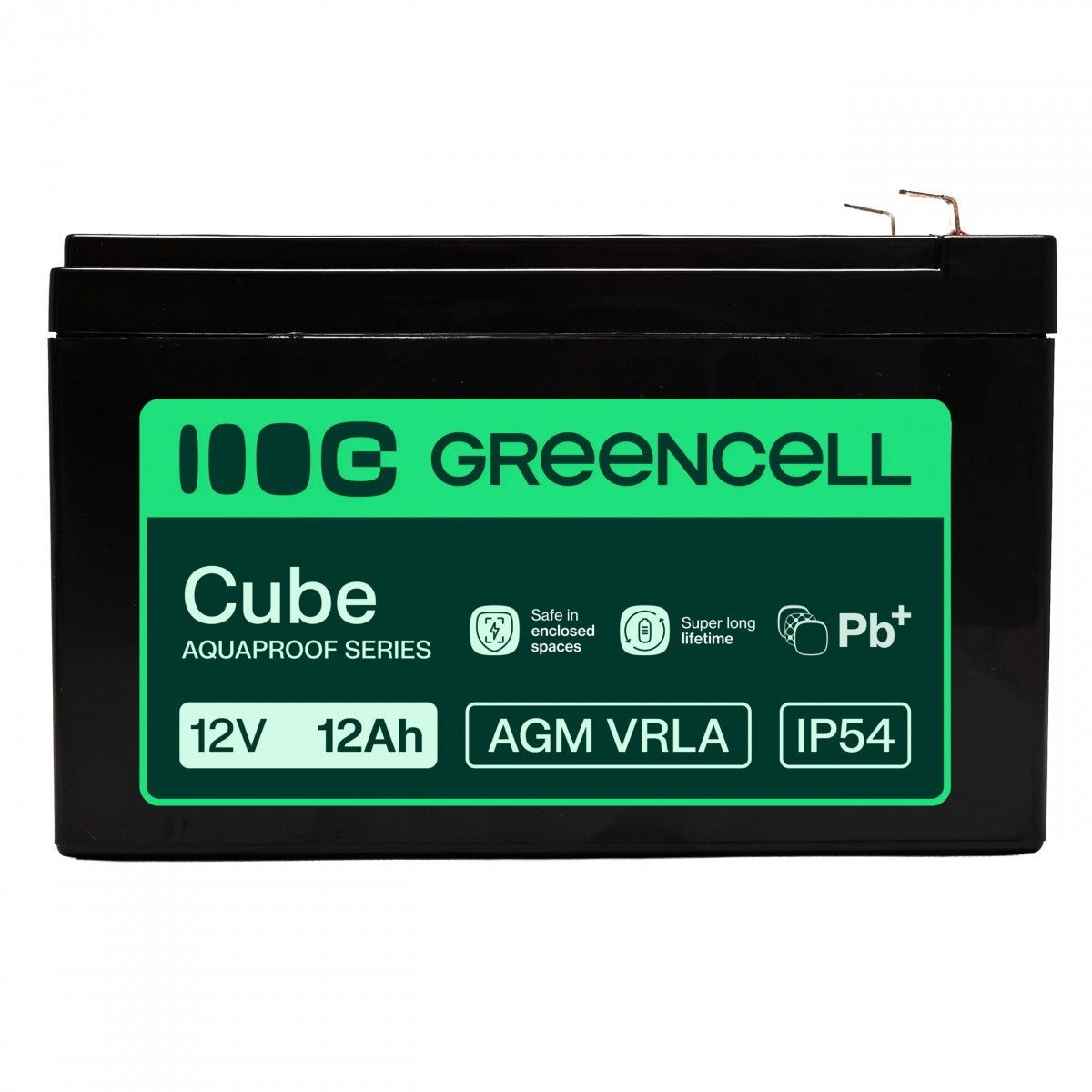 Batterie sans entretien Green Cell AGM VRLA 12V 12Ah pour caisses enregistreuses, jouets, caméras (151x98.5x95mm)