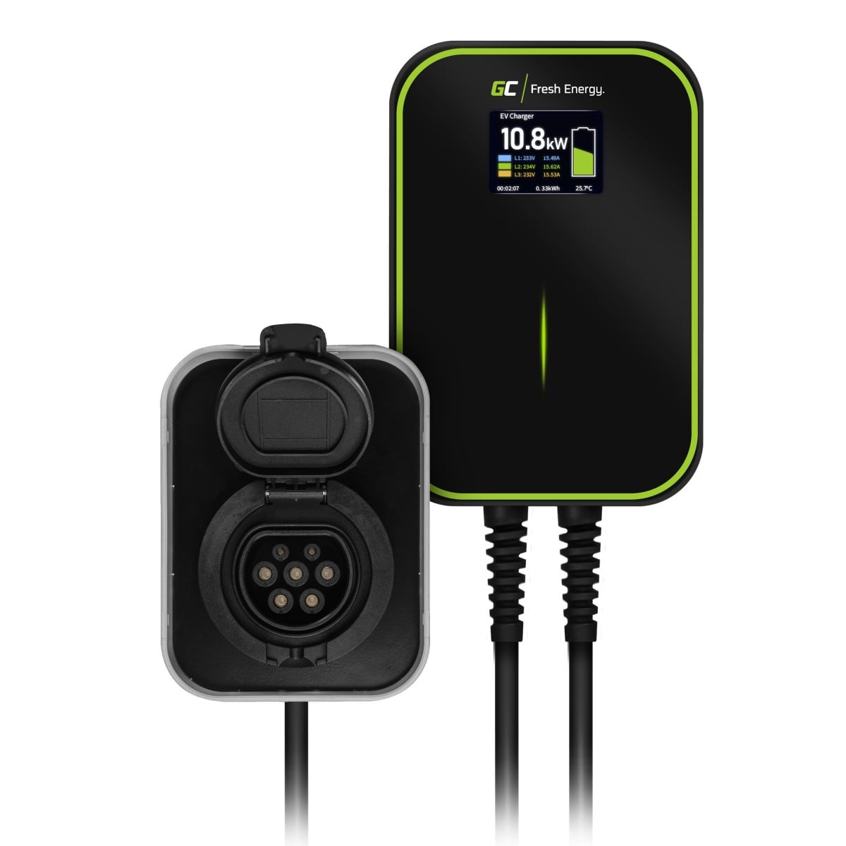 Chargeur Wallbox Green Cell EV Powerbox RFID 22KW avec prise de type 2