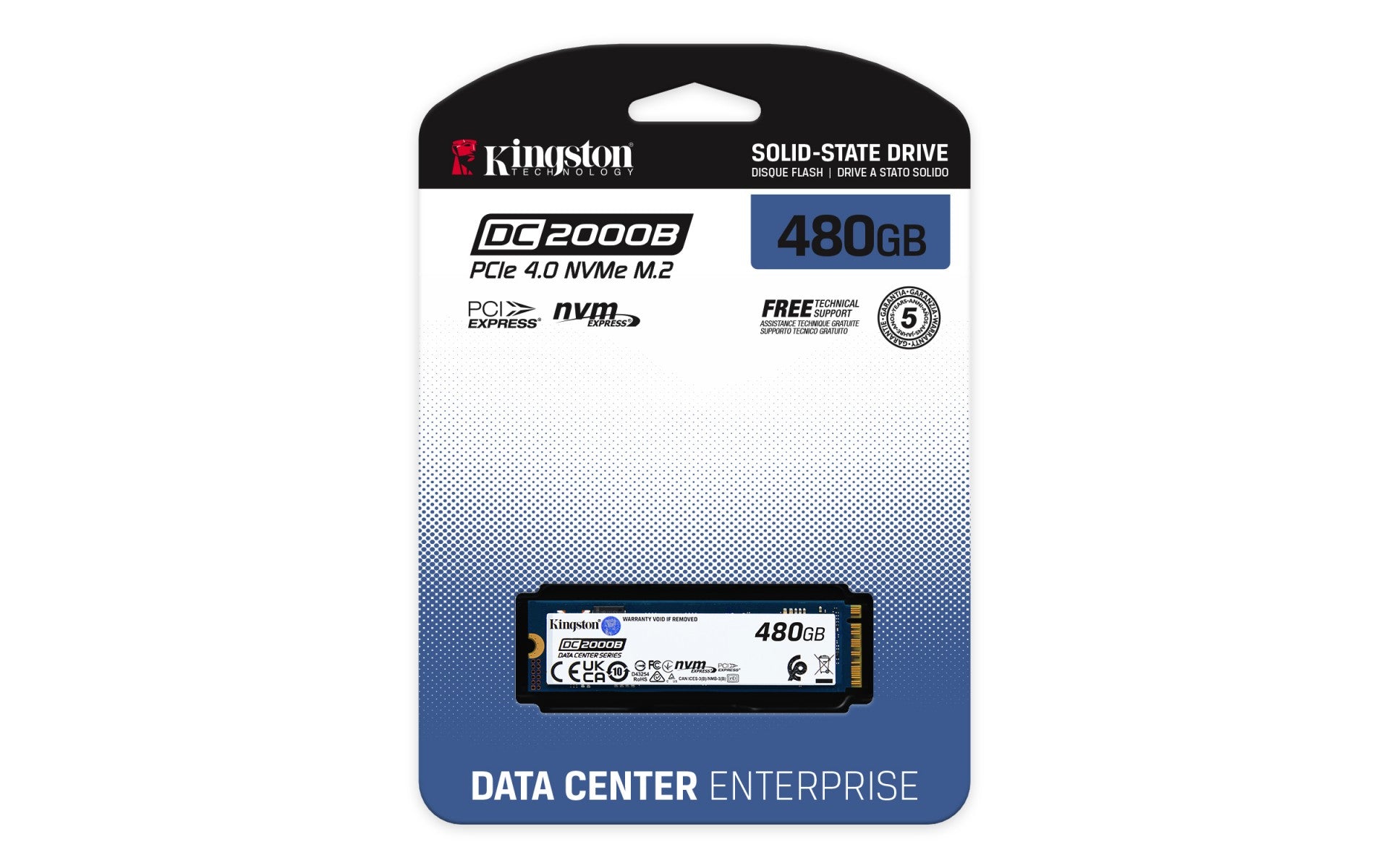 KINGSTON 480Go DC2000B PCIe 4.0 M.2 2280 Enterprise SSD