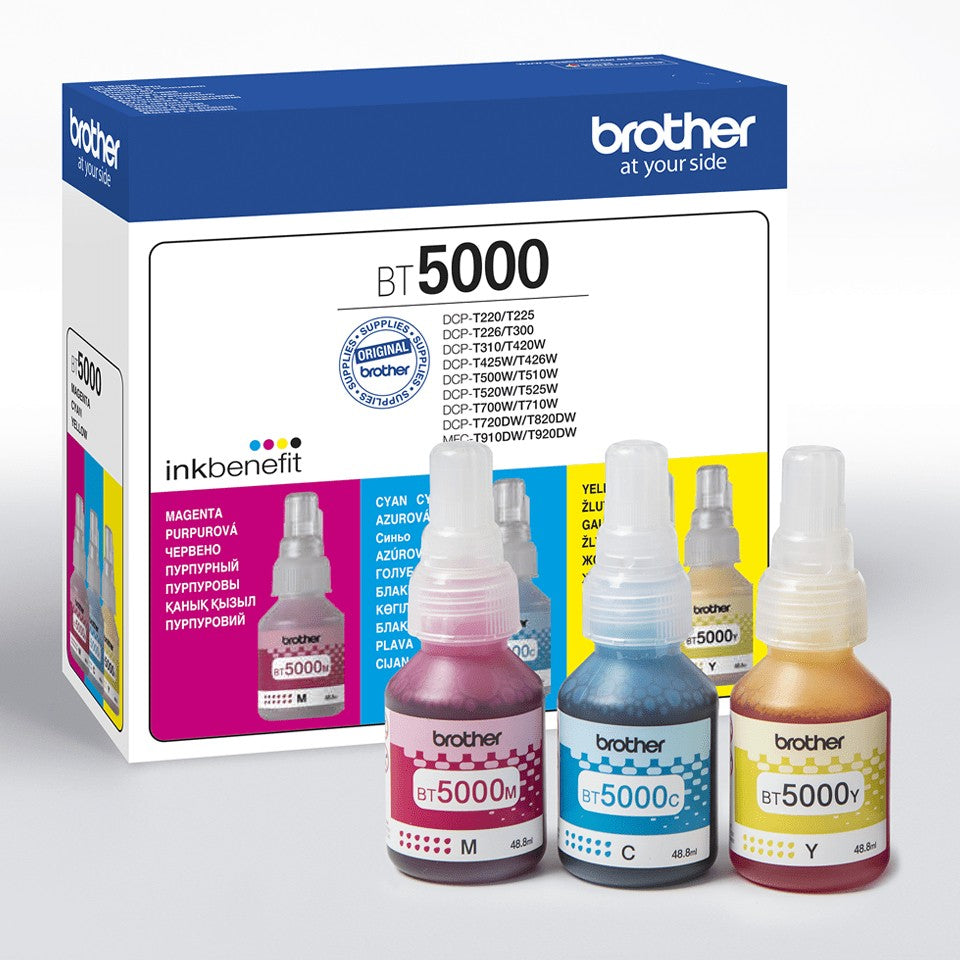 Brother BT5000CLVAL cartouche d'encre 3 piece(s) Compatible Cyan, Magenta, Jaune
