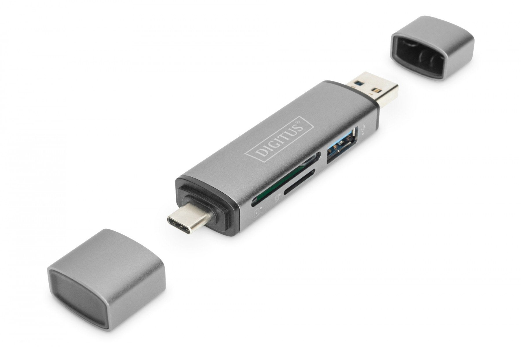 Digitus DA-70886 lecteur de carte mémoire USB 3.2 Gen 1 (3.1 Gen 1) Type-A/Type-C Aluminium