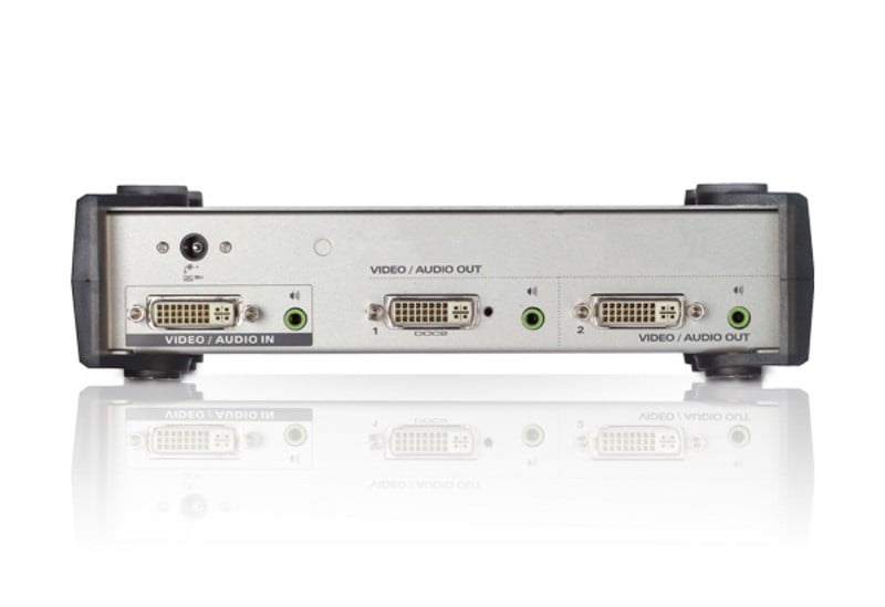 Séparateur DVI/audio 2 ports - DVI - 2x DVI-I - 1920 x 1200 pixels - Noir - Argent - Métal - Full HD