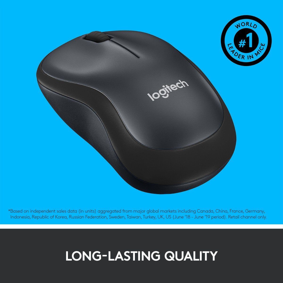 LOGITECH M220 Silent Mouse optical 3 buttons wireless 2.4 GHz USB wireless receiver charcoal