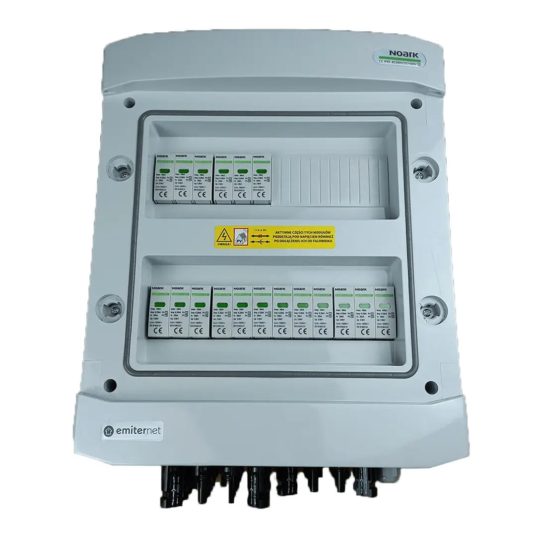 EMITER EM-654N_DC Tableau de distribution DC, IP65, limiteurs de surtension DC Noark 1000V type 1+2, 6x chaînes PV, 6x MPPT