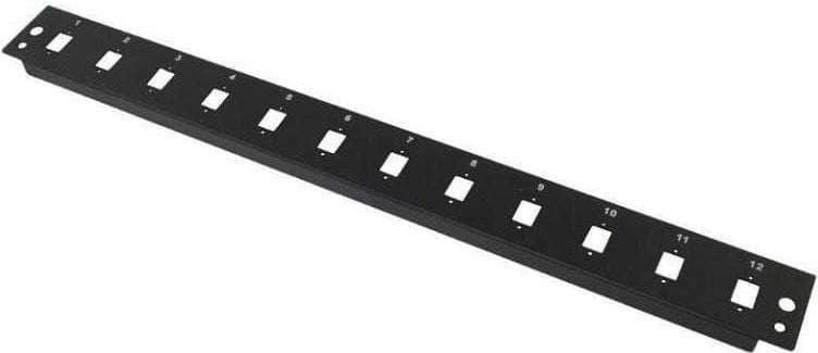 "Fiber optic cross-connect panel without front plate, 19"" 1U, retractable, cable gland PG13, black"