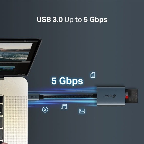 TP-LINK USB 3.0 Type-C to SD and microSD 3.0 Adapter 1x USB-C Connector 1x SD + 1x microSD TF up to 200MBps Port