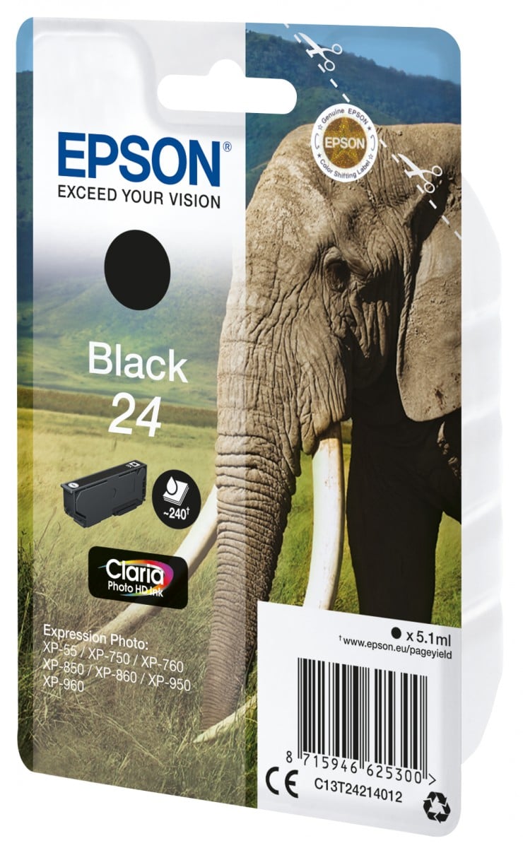 EPSON 5LB 24 ink cartridge black standard capacity 5.1ml 240 pages 1-pack RF-AM blister w/s