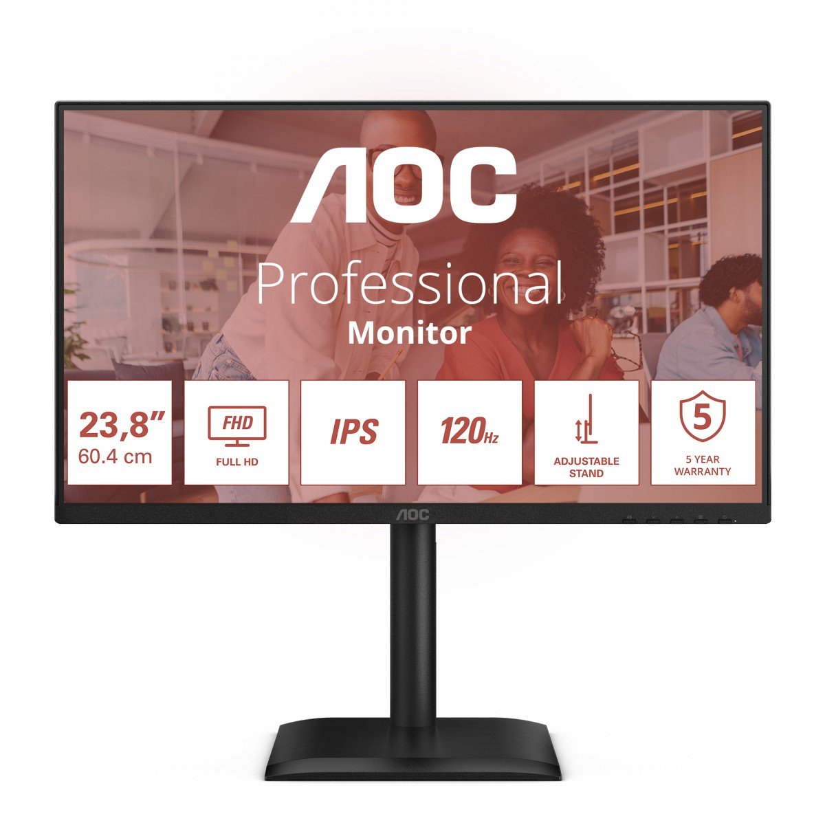 AOC 24E4U - Écran LED - 24"- 1920x 1080 Full HD  @ 120 Hz - IPS - 300 cd/m² - 1500:1 - 4 ms - HDMI, VG DP , HP, HAS garantie 5 ans
