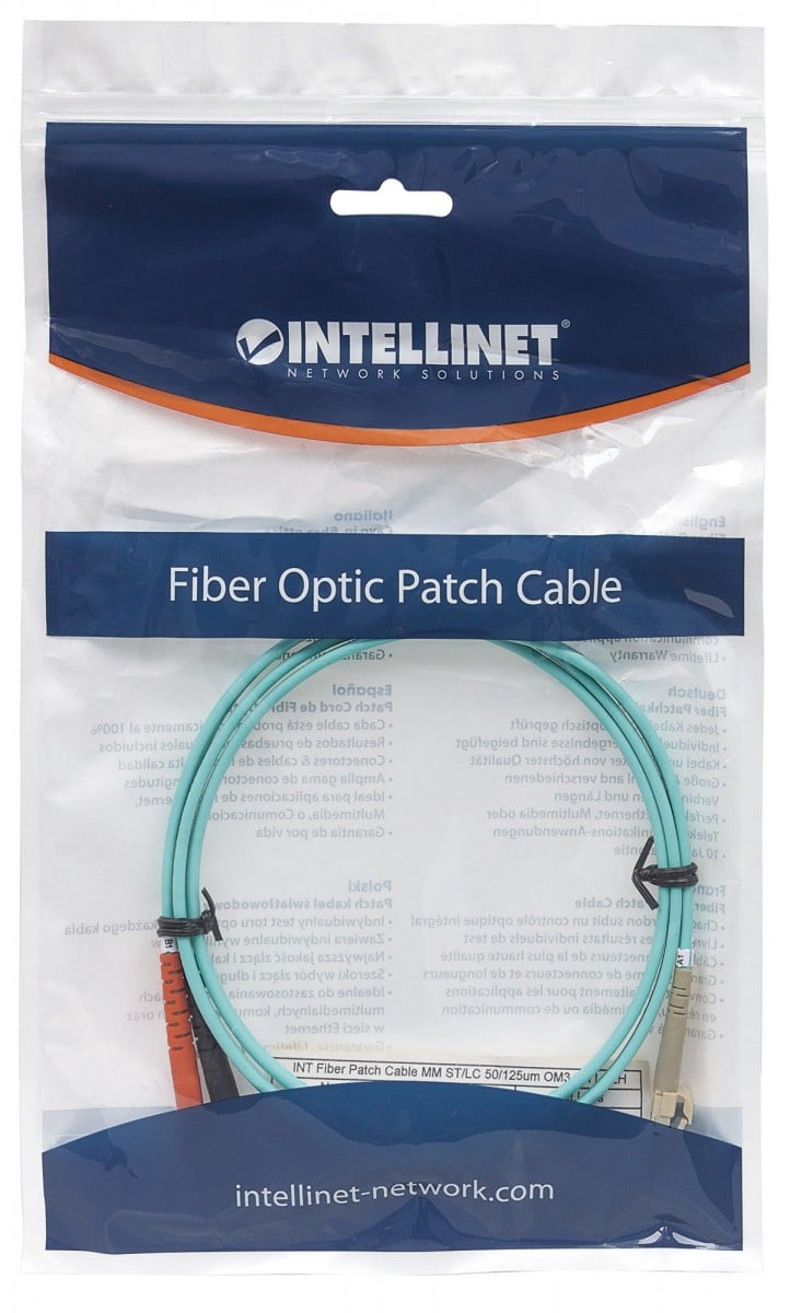Intellinet 751001 câble de fibre optique 2 m ST LC OM3 Couleur aqua