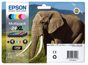 Epson Elephant C13T24384021 cartouche d'encre 6 piece(s) Original Rendement élevé (XL) Noir, Cyan, Cyan clair, Magenta, Magenta clair, Jaune