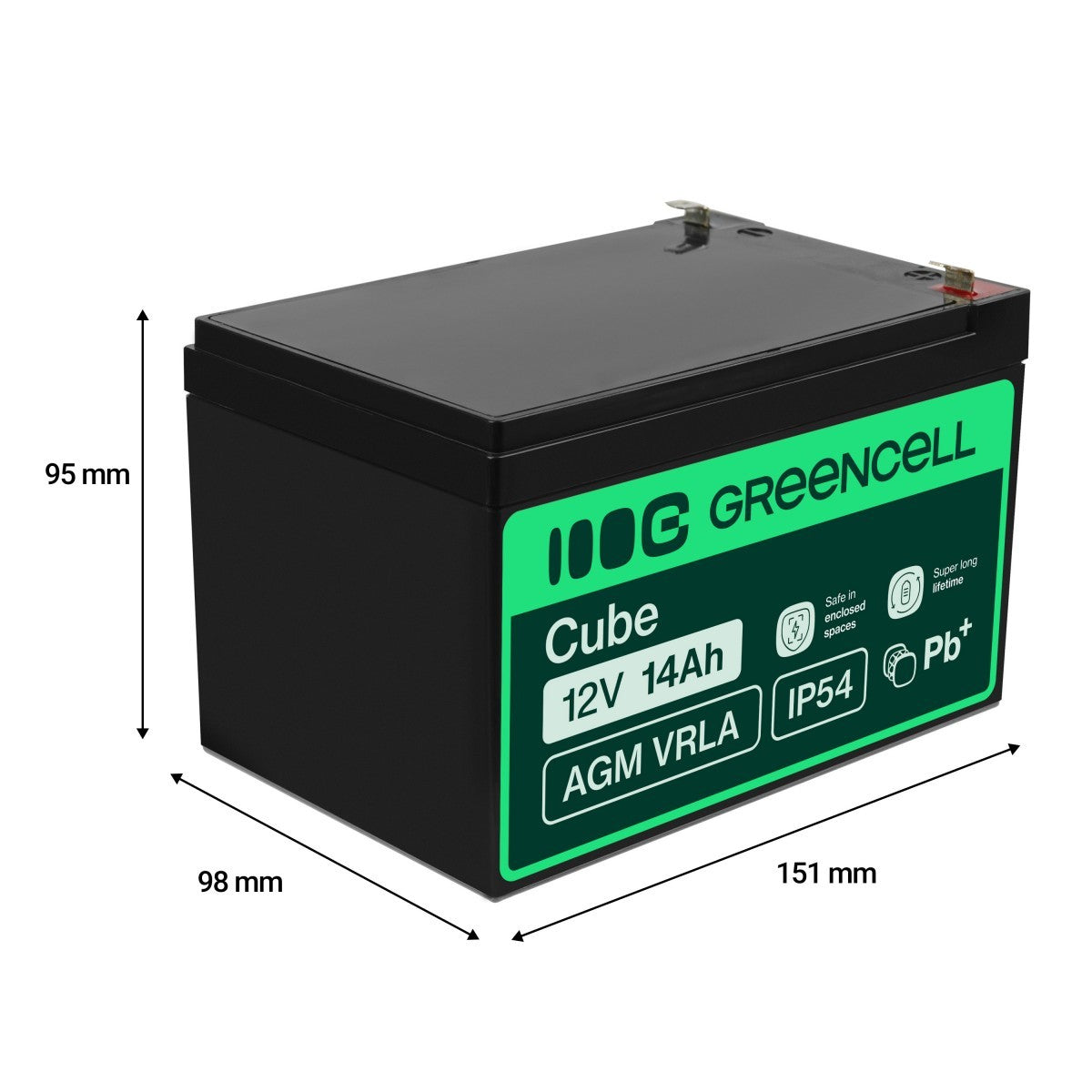 Green Cell AGM Battery 12V 14Ah - Battery - 14.000 mAh