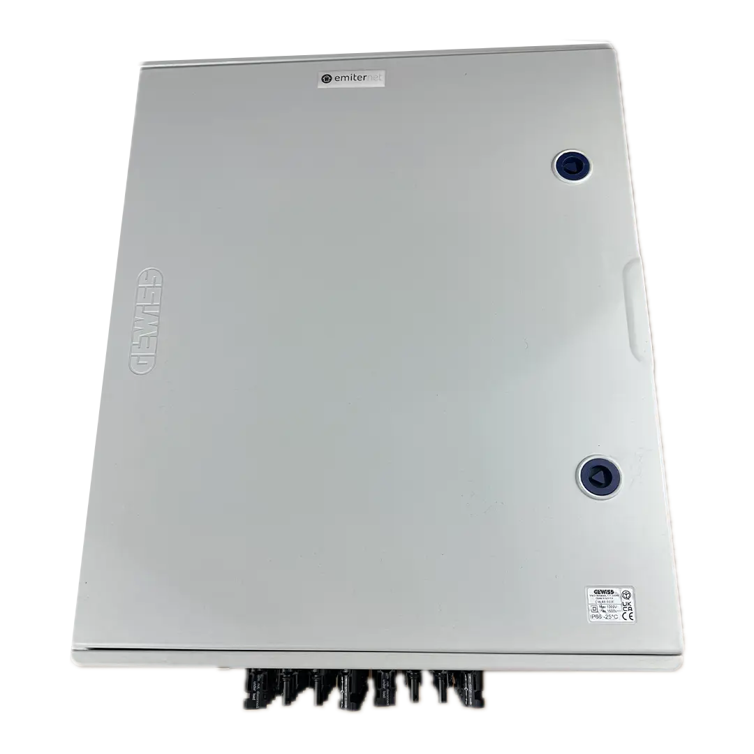 EMITER EM-1366_DC Tableau de distribution DC hermétique IP66 avec limiteur de surtension DC Dehn 1000V type 2, 11x chaîne PV, 11x MPPT