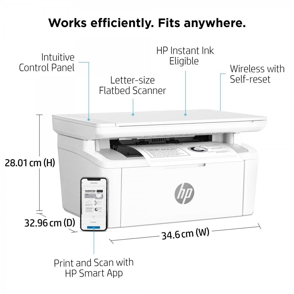 HP LaserJet MFP M140w MFP Mono B/W laser A4 210x297mm A4 20ppmcopy 20ppmprint 150 sheets USB 2.0 Wi-Fi Bluetooth