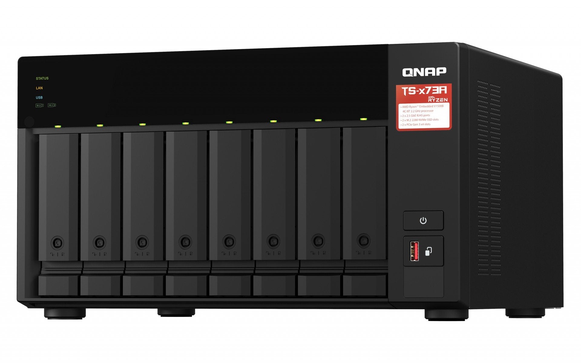 Desktop 8Bay NAS 8GB RAM 2x2.5Gbe Black