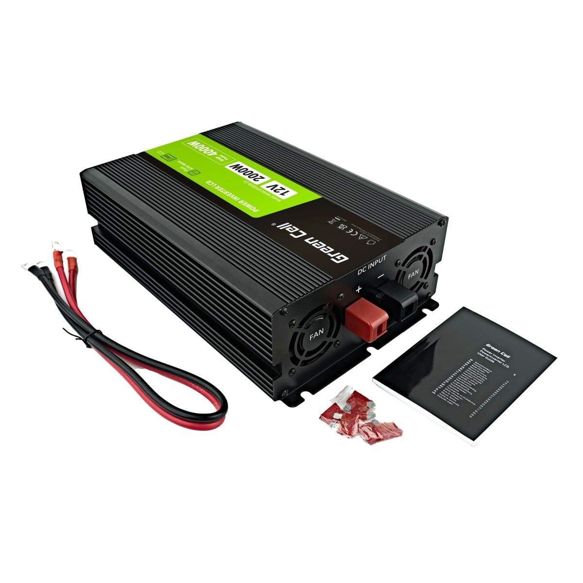Green Cell Przetwornica napicia PowerInverter LCD 12 V 2000W/40000W Przetwornica samochodowa z wywietlaczem - czysty sinus adaptateur de puissance & onduleur Au