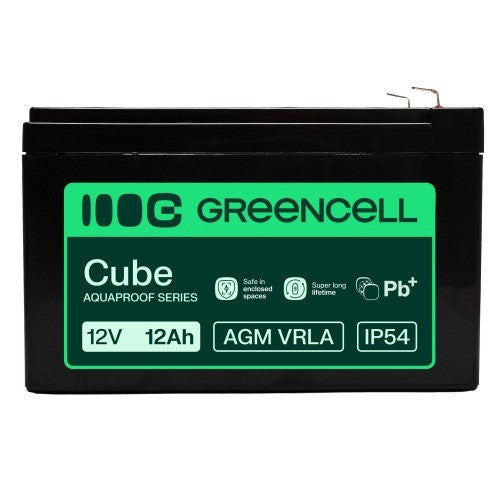 Batterie sans entretien Green Cell AGM VRLA 12V 12Ah pour caisses enregistreuses, jouets, caméras (151x98.5x95mm)
