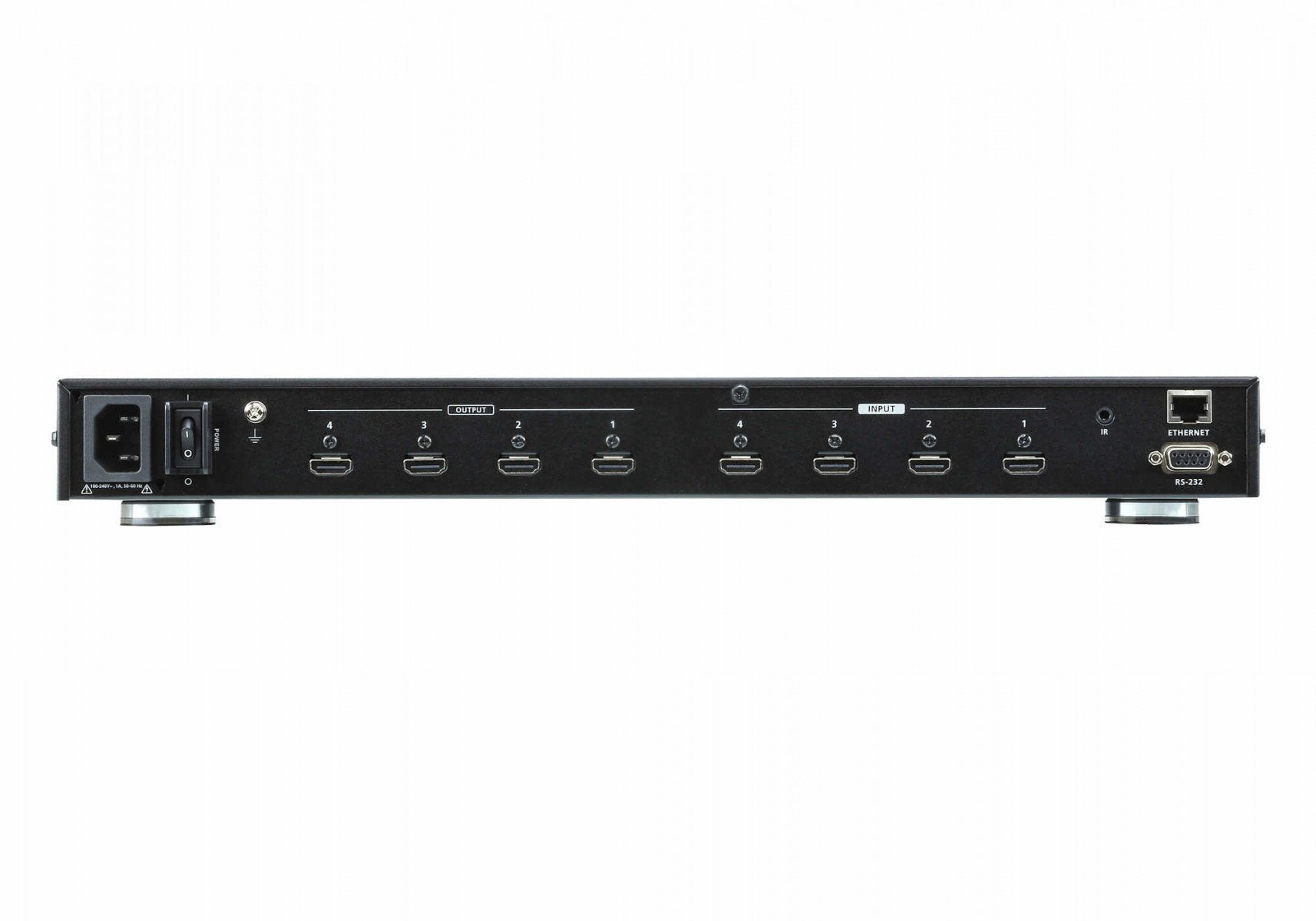 Commutateur matriciel HDMI True 4K 4 x 4 - Commutateur de matrice AV - 18 Gbit/s - 600 MHz - 4096 x 2160 pixels - Noir - Métal