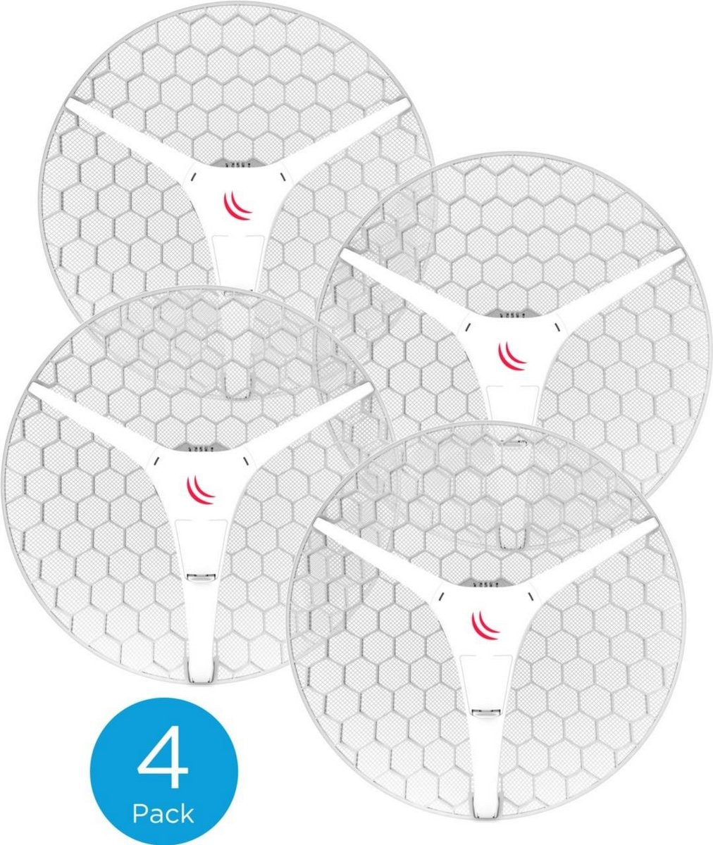 Mikrotik LHG XL 5 ac 4pack (LHG XL 5 ac with 27dBi 5GHz antenna, Dual Chain 802.11ac wireless, 716MHz CPU, 256MB RAM, 1x Gigabit LAN, POE, PSU, RouterOS L3) – a